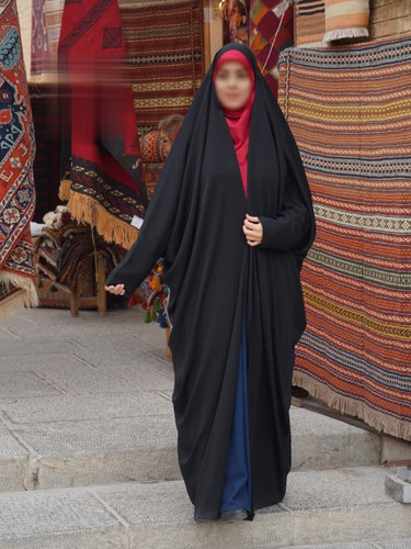 چادر جده مدل مچ دکمه دار و کاپ دار (طرح پری)