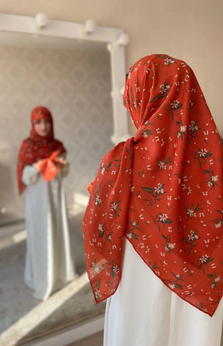 روسری نخی یک رو خوشه گل