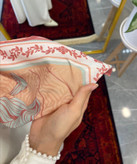 روسری نخی طرحدار قواره 135 حنایی خاکستری