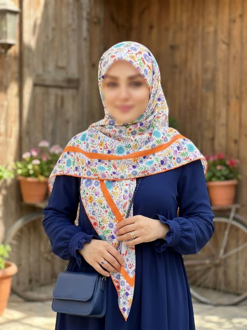 روسری نخی کاستوم اصل قواره 140 طرح گلدخت