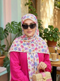 روسری نخی کاستوم اصل قواره 140 طرح گل کاغذی