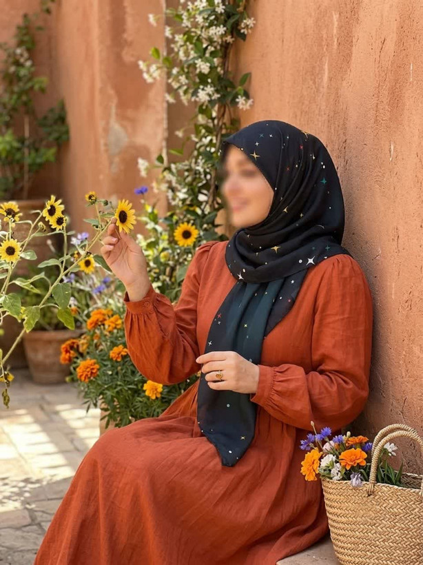 روسری نخی کاستوم اصل قواره 140 طرح ستاره شب کله غازی