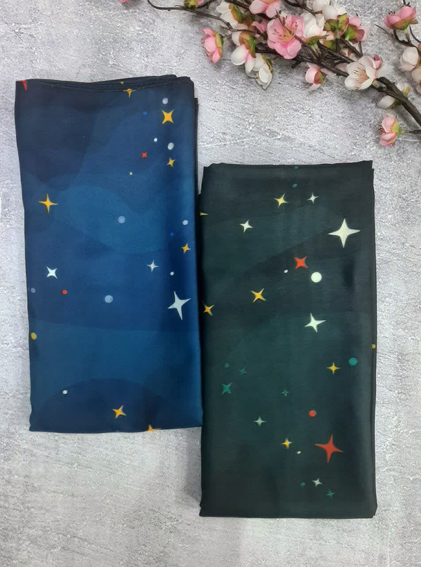روسری نخی کاستوم اصل قواره 140 طرح ستاره شب کله غازی
