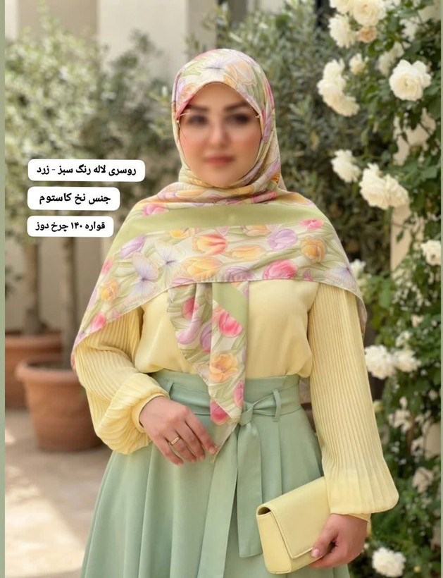 روسری نخی کاستوم اصل قواره ۱۴۰ طرح لاله