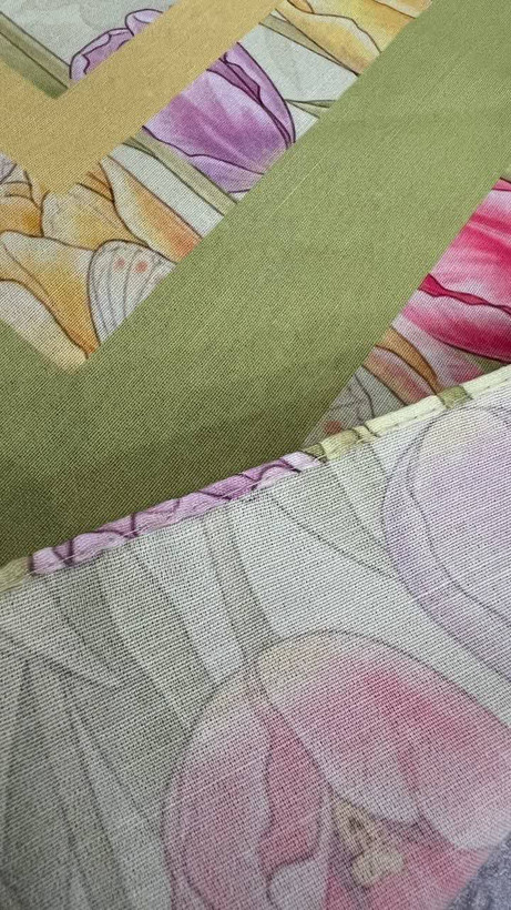 روسری نخی کاستوم اصل قواره ۱۴۰ طرح لاله