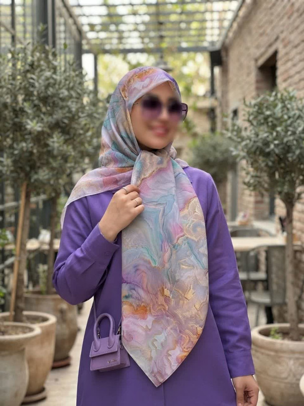 روسری نخی کاستوم قواره چرخ دوز طرح نازلی