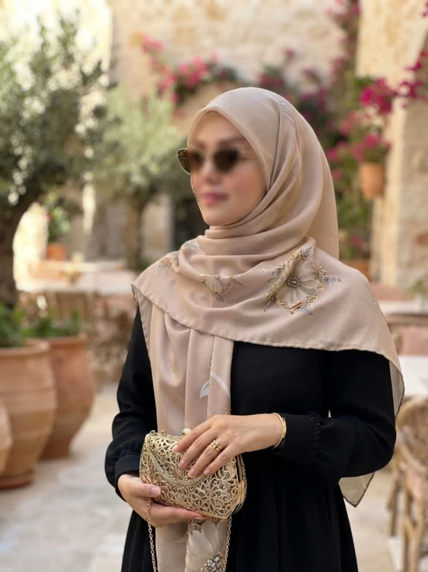 روسری نخی کاستوم اصل قواره 140 طرح نبات