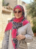 روسری نخی کاستوم اصل قواره 140 طرح ارغوان